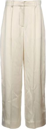 Toteme Wijde satijnen broek - Dames - Wijde Broeken - Wit - M - Satijn - Broeken