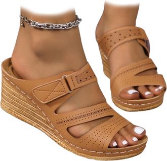 Generic Wedge Sandals for Women 2026 Dressy Platform Summer Sandals Slip-On Comfort Mid Heel Espadrilles Open Toe Casual Fashion Shoes Flat Heel Dressy Wedges