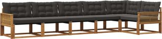 vidaXL Conjunto De Sof&aacute;s De Exterior 6 Uds. Natural Y Negro Vidaxl
