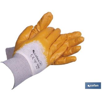 cofan Cofan - Guantes De Nitrilo Amarillos Con Revestimiento Impermeable Y No Absorbente De Larga Duraci&oacute;n T-8 (12 Pares) Amarillo