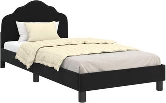 vidaXL Cama Para Ni&ntilde;os Con Cabecero Negro 90 X 190 Cm Terciopelo Vidaxl