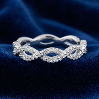 Pompeii3 3/8 cttw Diamond Infinity Eternity Wedding Ring Stackable Band 14k White Gold