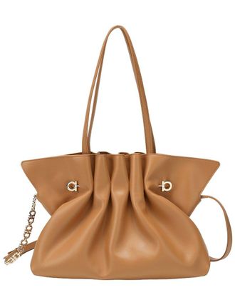 Tiffany & Fred Soft Pleated Leather Shoulder Tote