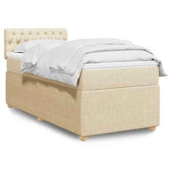 vidaXL Cama Box Spring Con Colch&oacute;n Tela Color Crema 100x200 Cm Vidaxl