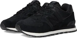 New Balance Classics 574 Womens Shoes Black/Metallic Black : 10.5 B - Medium, Suede/Textile