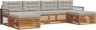 vidaXL Conjunto De Sof&aacute;s De Exterior 6 Uds. Natural Y Gris Claro Vidaxl