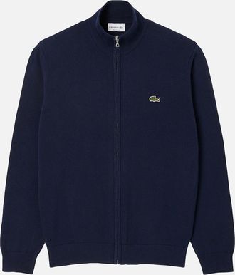 Lacoste Mens Lacoste AH1957 Full Zip High Neck Cotton Knit - Navy - Size: 38
