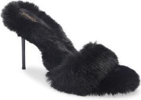 Jeffrey Campbell Big Mama Faux Fur Sandal in Black at Nordstrom Rack, Size 5.5