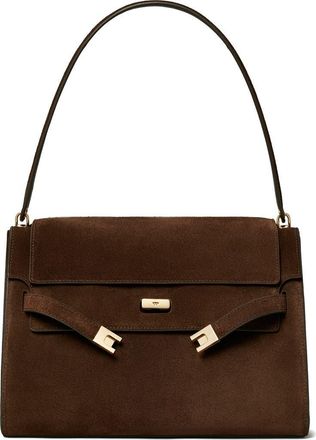 Tory Burch Large Lee Radziwill Suede Shoulder Bag in Dark Cocoa at Nordstrom