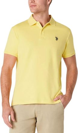 U.S.Polo Association Mens Classic Polo Shirt, Lemon Frost/Navy, XL