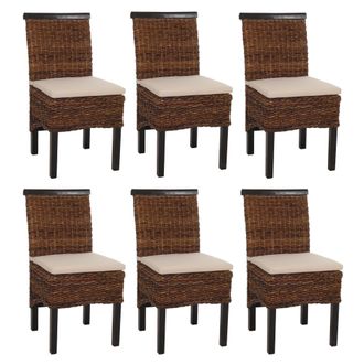 Hhg [nunca Usado] Lote De 6 Sillas De Comedor Silla De Mimbre M45 Silla De Mimbre Banana, Oscuro, Con Coj&iacute;n