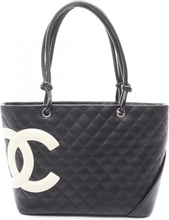 Chanel Black White Leather Tote Bag (Pre-Owned)