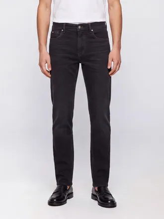 HUGO BOSS Jeans skinny slim fit a vita media in denim di cotone nero