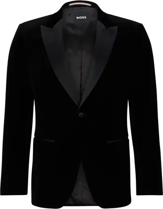 BOSS Hutson velvet tuxedo jacket - men - Cotton - 58 - Black