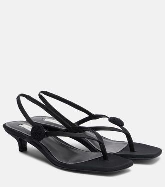 Toteme Floral-appliqu&eacute; suede slingback sandals