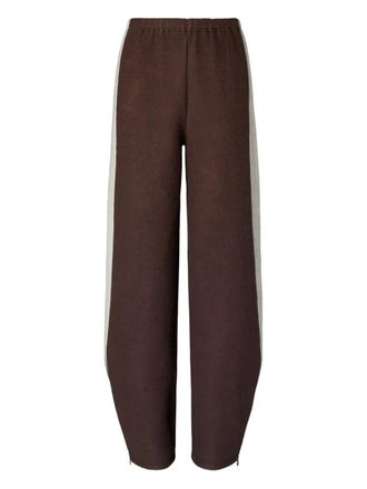 Tory Burch stripe zip japanese jersey trousers - Brown