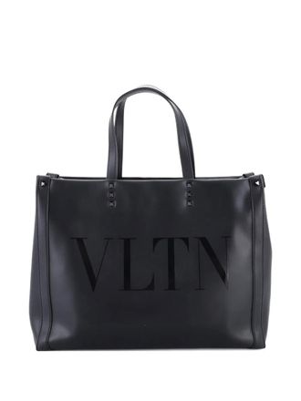 Valentino Garavani VLTN Rockstud Shopping Embroidered Leather Large tote bag - Nero