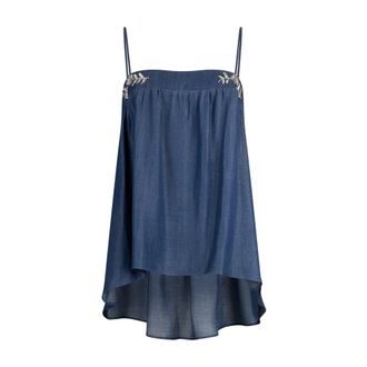 Liu Jo Sleeveless Tops, female, Blue, Size: XS Mini abito in denim con castoni