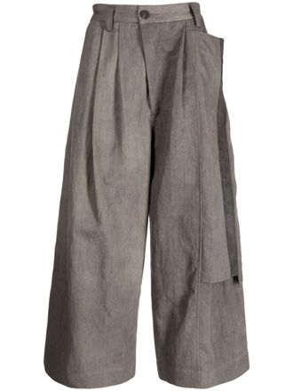 Ziggy Chen Pantaloni gessati con coulisse - Grigio