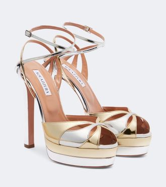 Aquazzura Moves 130 mirrored leather platform sandals