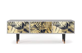 StoryZ Mueble de TV azul y amarillo 2 cajones y 2 puertas L 170 cm