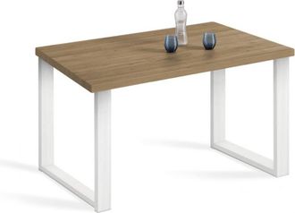 HOGAR 24 Mesa salón milan madera maciza color encerado y blanco. 140x80x73 cm