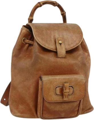 Gucci Pre-owned Backpacks, female, Brown, Size: ONE SIZE Pre-owned Vintage Leather Backpack