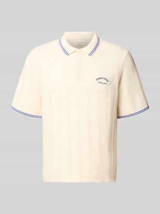 Jack & Jones Regular Fit Poloshirt in Strick-Optik Modell Menton in Beige, Gr&ouml;&szlig;e XXL