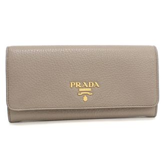Prada Gray Leather Long Wallet (Bi-Fold) (Pre-Owned)