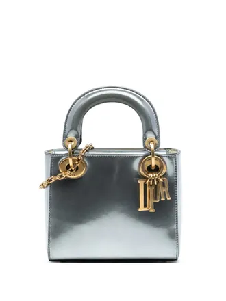 Dior 2018 Mini Metallic Patent Lady Dior satchel - Silver