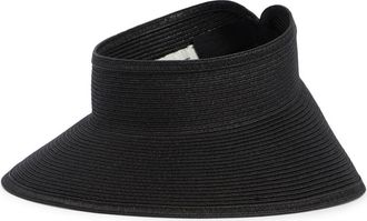 San Diego Hat Company Packable Straw Visor in Black at Nordstrom