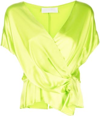 Michelle Mason open-neck top - women - Silk - 2 - Green