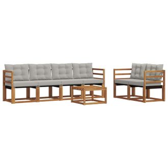 vidaXL Conjunto De Sof&aacute;s De Exterior 7 Pcs Gris Natural Y Claro Vidaxl