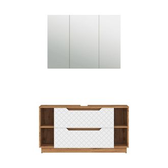 Vicco Set Di Mobili Da Bagno Lotta, Bianco, 2 Pezzi, Vicco