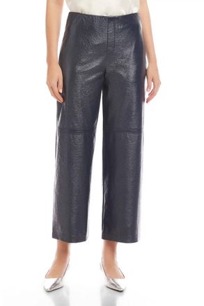 Fifteen Twenty Faux Patent Leather Crop Pants In Navy