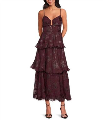 Astr Lupin Midi Dress In Wine Floral