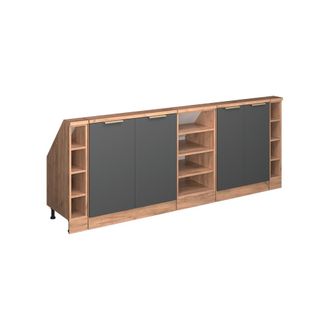 Vicco Armario De Cocina Para Techo Inclinado R-line, Oro Antracita/roble Dorado, 210 Cm Lote De 5, Vicco