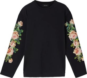 Simone Rocha T-shirt a maniche lunghe con stampa rose - Nero