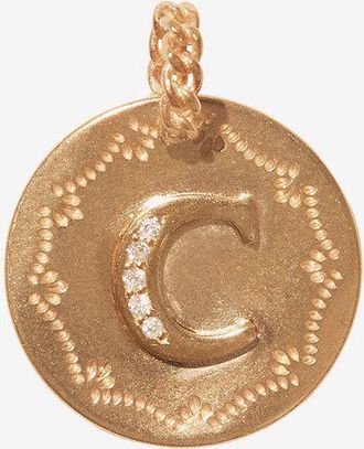 Pascale Monvoisin Anhänger aus Gelbgold und Diamanten Alphabet - C