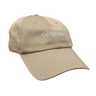 Saint Laurent Logo Cap van Katoen Gabardine - Dames - Accessoires - Beige - Maat: 57 CM Katoen