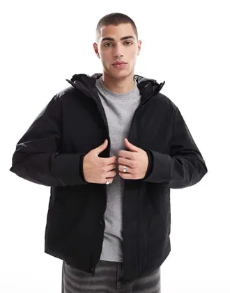 Jack & Jones technical parka with padded lining in black