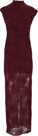 Rotate Brown Tight-Fit Floral Mesh Maxi Dress