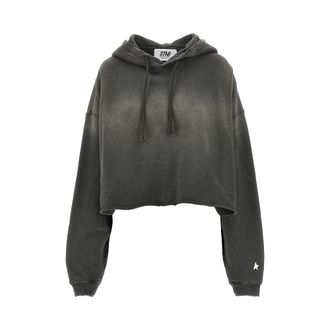 Golden Goose Back logo print oversized cropped hoodie Woman XS