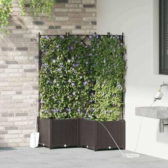 Berkfield Home Garden Planters with Water Irrigation System 3 pcs Brown