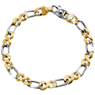 Pompeii3 Mens Figaro Link 14k Gold (28gram) or Platinum (46gram) 7-8mm Bracelet 8.25