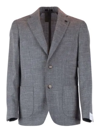 Breras Milano Grey Textured Two Button Blazer