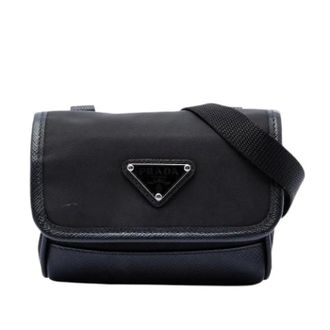 Prada Pre-owned Nylon Flap Crossbody Bag - Dames - Pre-owned - Zwart - Maat: ONE Size Nylon