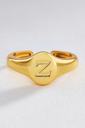 Luv AJ Initial Oval Signet Ring