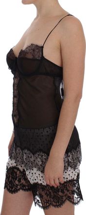 Dolce & Gabbana Womens Black Silk Lace Babydoll Lingerie Top