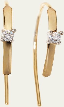 Lana Jewelry 14K Gold Mini Flat Hooked on Hoop Earrings with Diamonds, 15mm